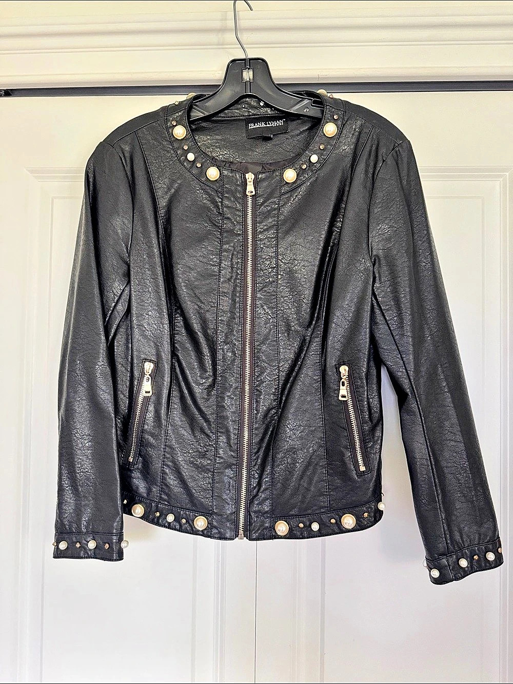 Frank Lyman 1851/061 Studded Faux Leather Jacket Small Like New
